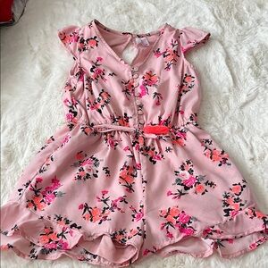 Charming Pink Floral Kids Romper